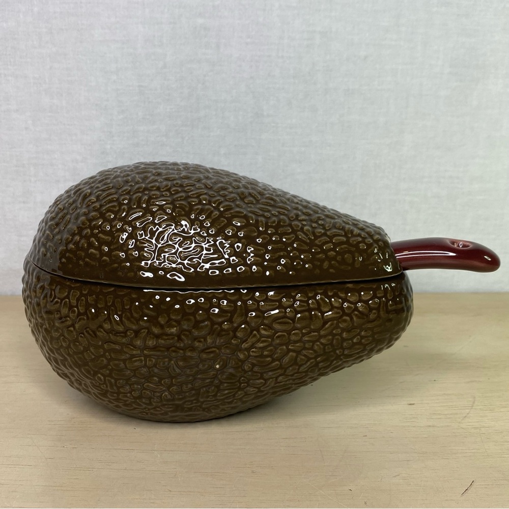 Vintage Avocado Guacamole Serving Bowl With Original Spoon Avon Retired